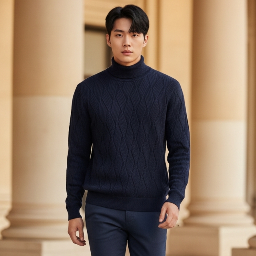 Suslo Couture M Cable Knit Navy Long-sleeved Sweater Teens EUC